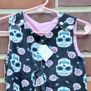 Adorable Pink & Black Sugar Skull Onesie - Size 6-12 Months